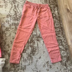Pink pull on draw string jogger pants lightweight